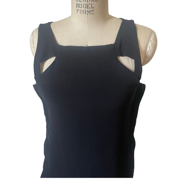 Hussein Chalayan Black Silk Crepe Sheath Dress w/ Cutouts Size 42/ US 10 - Picture 2 of 10